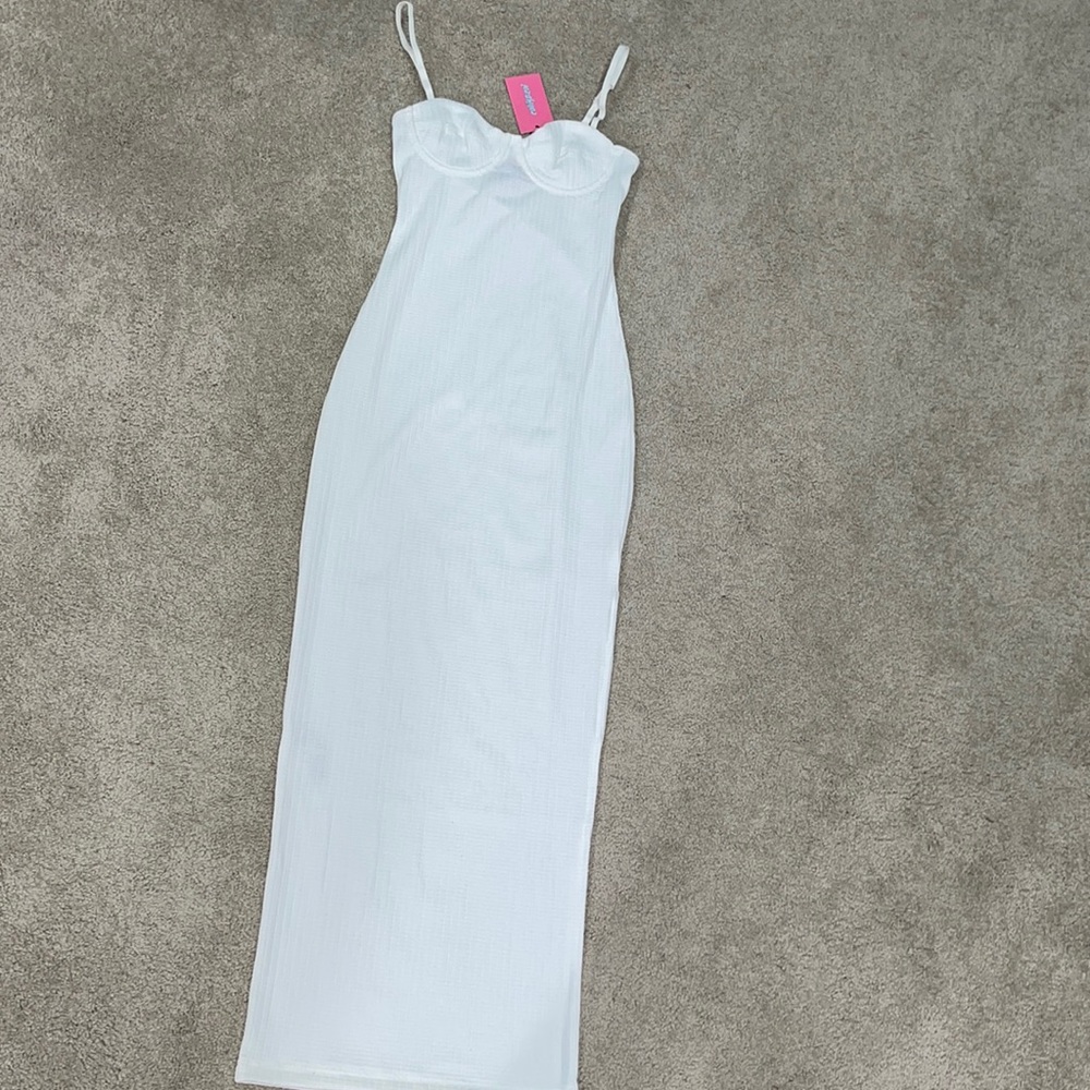 NWT Nora Slit Maxi Dress Cream White - Picture 3 of 7